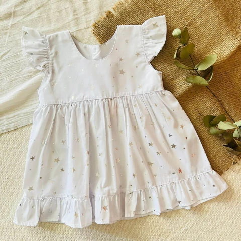 Vestido foil plateado estrellitas, único 6 a 12 m + regalo navideño - comprar online