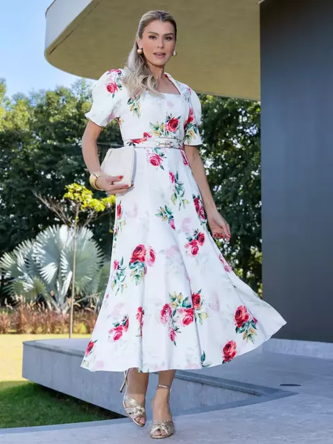 VESTIDO ALFAIATARIA ESTAMPADO COM CINTO