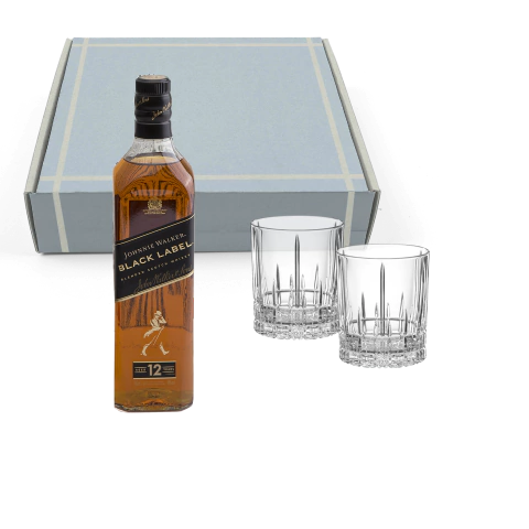 Caja Regalo Whisky Johnnie Walker Black + 2 Vasos Cristal - comprar online