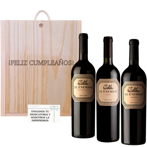 Estuche vino regalo Personalizado El Enemigo Tres Varietales - comprar online