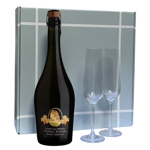 Caja De Regalo Rosell Boher Grand Cuvee Con Copas - comprar online