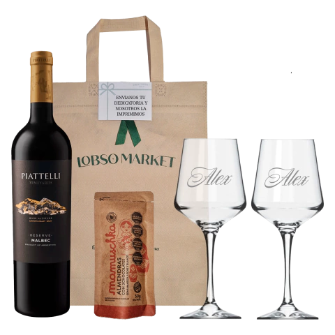 Kit Regalo Vino Piattelli Malbec Salta y Copas - comprar online