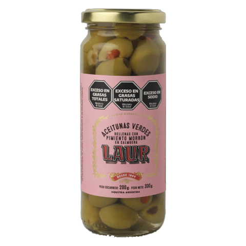 Laur Aceitunas Verdes Rellenas Con Pimiento Morron 200 gr