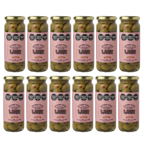 Laur Aceitunas Verdes Rellenas Pimiento Morron 200 gr x12 Un - comprar online