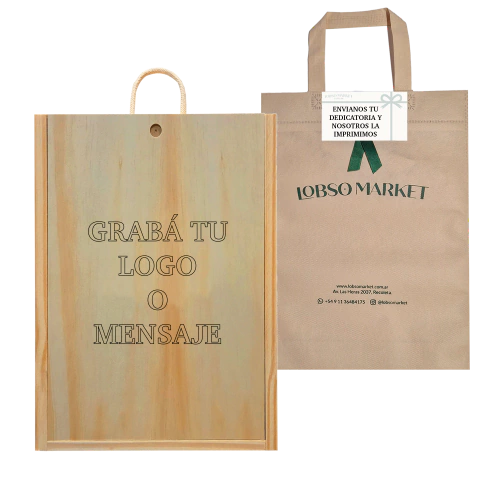 Estuche grabado de Madera vacío para 1 botella de vino + 1 copa - comprar online