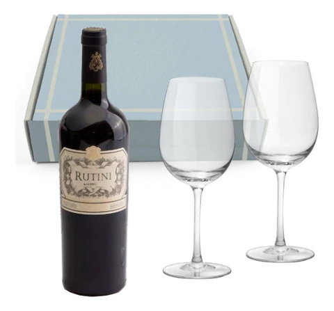 El Regalo Perfecto: Rutini Malbec y Copas de Cristal Lobso Box
