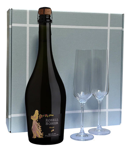Espumante Rosell Boher Rose Con Copas Caja De Regalo