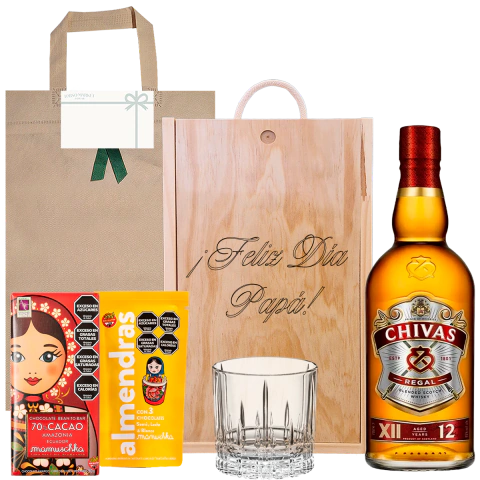 Imagen de Estuche Regalo Chivas 12: Whisky, Spiegelau y Gourmet