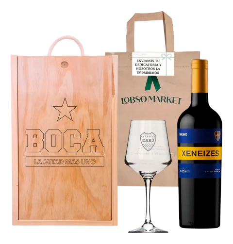 Estuche madera grabado Boca Juniors Xeneize y copa 750 Ml - tienda online