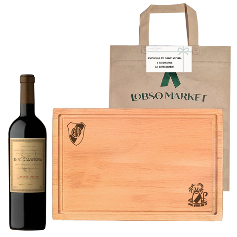 Tabla Madera grabada asado 60x40cm + Dv Catena Cabernet Malbec - comprar online