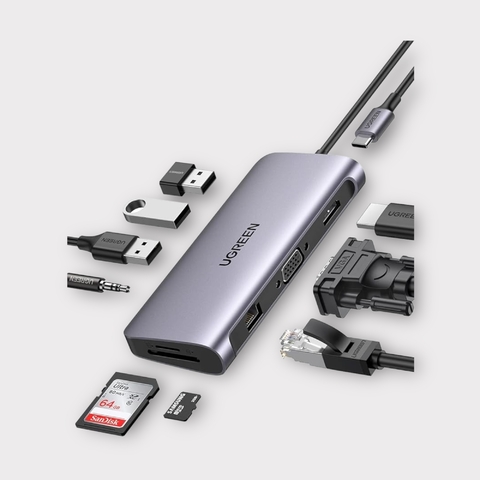 Adaptador UGREEN USB C 10 en 1: HDMI, Ethernet, USB para PC