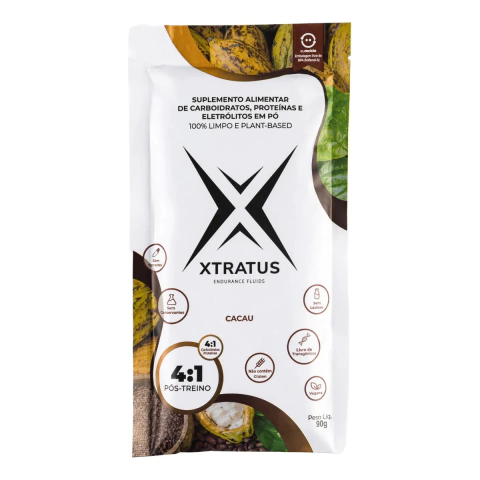 PACK SACHÊS DOSE ÚNICA PÓS-TREINO EM PÓ 4:1 DE CACAU 12 UN x 90g XTRATUS ENDURANCE