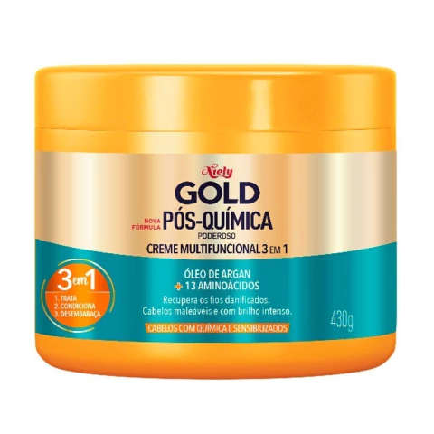 MÁSCARA CONCENTRADA ÓLEO DE ARGAN PÓS-QUÍMICA - NIELY GOLD - 430g