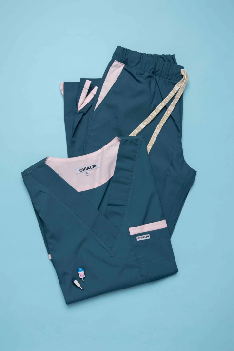 Venecia chaqueta petróleo con rosa - comprar online