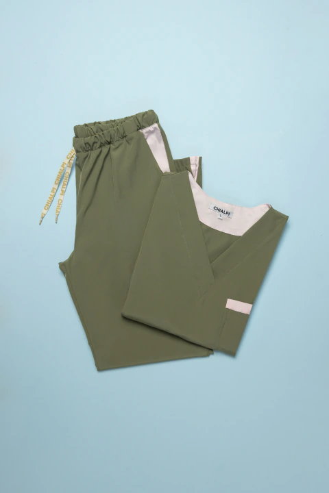 Madrid pantalón Verde Jade con Rosa