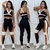 TOP PRETO COM BEGE + LEGGING PRETA COM DETALHES  R$187,00