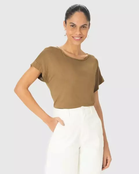 Blusa Ampla Malwee Ref:131274| Feminina Manga Curta Em Malha Viscolinho Stretch - comprar online