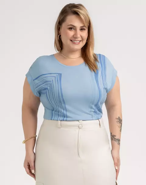 Blusa Plus Size em Viscose Habana Caramelo Ref: H32365/U-Laranja e Azul - comprar online