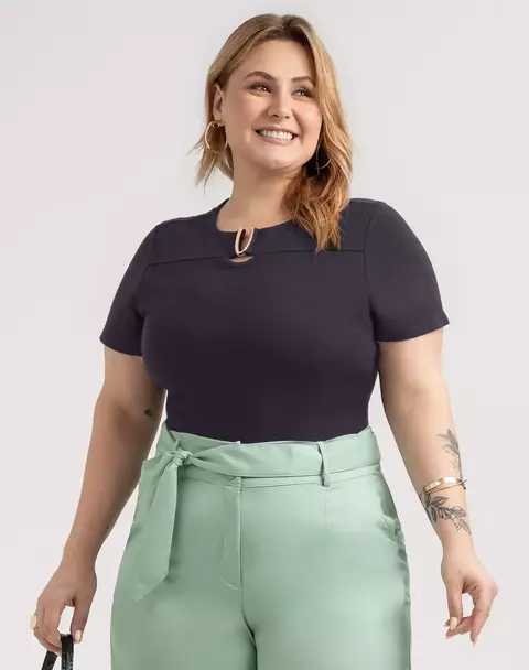 Blusa Feminina em Canelado Geométrico Habana Ref:H32374/U - comprar online