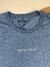 Blusa feminina de manga curta na cor azul com estampa em texto "my favorite mood".