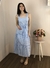 Vestido Longo Azul com Listras Michele Collection Ref. 58950 - Michele Modas
