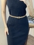 Vestido Midi em Cotton Canelado com Fenda- Cereja Rosa Ref.73263 - loja online