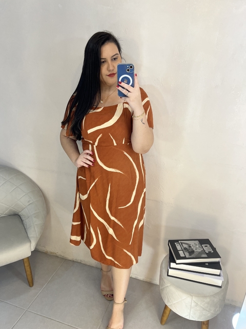 Vestido Midi Plus Size Evasê em Viscose - Cereja Rosa Ref. 85587 - comprar online