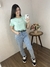Blusa/T-shirt Feminina Manga Curta Azul Clarinho -Michele Collection Ref. 050 - loja online