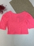 Imagem do Cropped Canelado Juvenil/Adulto Rosa Neon Ralu Modas Ref. 3440