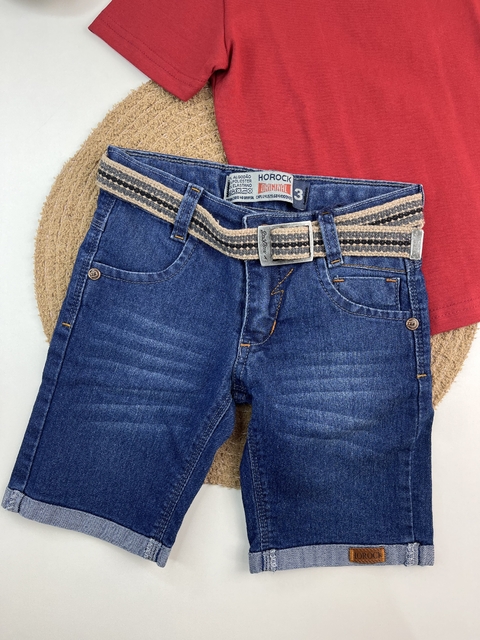 Bermuda Jeans Infantil Com Cinto- Michele Collection Ref. 1322