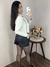 Shorts Courino Preto com Cinto | Cintura Alta e Detalhes Estilosos | Ref. 4445 - comprar online