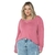Blusa Plus Size Feminina Manga Longa Bufante Secret Glam - Conforto e Estilo em Rosa Iris