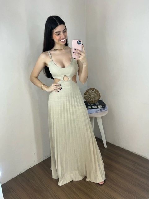 Vestido Jade Longo Plissado Ref.V4032 - comprar online