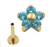 PIERCING HASTE 8MM FLOR COM NAVETE ZIRCONIA AZUL TITANIO PVD GOLD