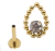 PIERCING HASTE 8MM GOTA VAZADA BOLINHA E PONTO DE LUZ TITANIO PVD GOLD