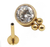 PIERCING HASTE 8MM ZIRCONIA CRISTAL COM 3 BOLINHA TITANIO PVD GOLD