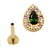 PIERCING HASTE 8MM GOTA CRAVEJADA TITANIO PVD GOLD