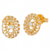 BRINCO OVAL CRAVEJADO ZIRC CENTRO SEMIJOIA OURO