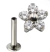 PIERCING HASTE 8MM COM FLOR ZIRCONIA CRISTAL CENTRO LISO TITANIO