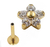 PIERCING HASTE 8MM FLOR COM NAVETE ZIRCONIA CRISTAL TITANIO PVD GOLD