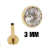 PIERCING HASTE 8MM PONTO DE LUZ ZIRCONIA CRAVAÇÃO INGLESA 3MM TITANIO PVD GOLD