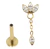 PIERCING HASTE 8MM 3 NAVETE CRISTAL COM CORRENTE E UMA ZIRCONIA CRISTAL TITANIO PVD GOLD