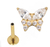 PIERCING HASTE 8MM BORBOLETA CRAVEJADA TITANIO PVD GOLD