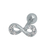 PIERCING HASTE 8MM INFINITO COM LATERAL CRAVEJADO ZIRCÔNIA PRATA 925