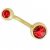 PIERCING UMBIGO 10MM PEDRA VERMELHO 8MM/5MM AÇO 316L PVD GOLD