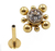 PIERCING HASTE 8MM FLOR ZIRCONIA CRISTAL COM BOLINHA IRREGULARES TITANIO PVD GOLD