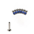 PIERCING HASTE 8MM CLUSTER ZIRCONIA AZUL E BOLINHA TITANIO