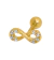 PIERCING HASTE 6MM INFINITO COM LATERAL CRAVEJADO ZIRCÔNIA PRATA 925 OURO 24K