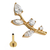 PIERCING HASTE 8MM GALHO COM ZIRCONIA FOLHAS CRISTAL TITANIO PVD GOLD