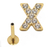 PIERCING HASTE 8MM X CRAVEJADO CRISTAL TITANIO PVD GOLD